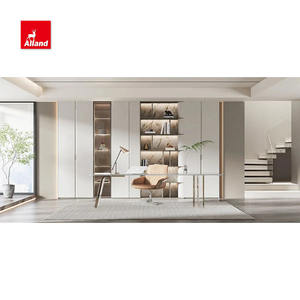 Allandcabinet Manija empotrada Tablero de partículas Gabinete abierto de melamina Interior Dormitorio <span class=keywords><strong>Armario</strong></span> en color <span class=keywords><strong>blanco</strong></span> con puerta de vidrio - Product Image 5