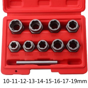 10 Pc Nut Extractor Set 1/2 In Drive Impact Socket Kit Red Case Auto Repair Tool - Product Image 4