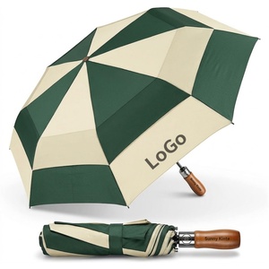 Superior Good Quality extra Large Compact Umbrella air Vented Double Layer High Density Fabric Umbrellas with Wood Handle - Product Image 1
