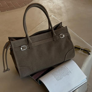 Sac à <span class=keywords><strong>main</strong></span> classique et élégant pour femme, en suè<span class=keywords><strong>de</strong></span> lisse, personnalisé, avec fermeture éclair, portable, à double bandoulière, idéal pour le bureau - Product Image 1
