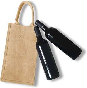 Bolsa de Yute Personalizada para 2 Botellas de Vino con Asas de Algodón Suave para Bodas - Product Image 4