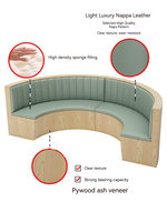 Nouvel ensemble de sièges ronds en bois pour restaurant avec table, personnalisable, design moderne, banquette en cuir demi-cercle et table en bois