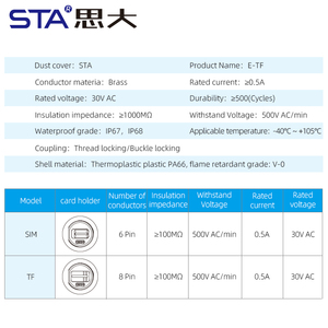 Connecteur de carte <span class=keywords><strong>Nano</strong></span> SIM étanche IP67/IP68 avec fente pour carte <span class=keywords><strong>Micro</strong></span> SIM/TF, câble FPC femelle-mâle pour extérieur - Product Image 6