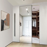 YDNCN Porte coulissante moderne en verre trempé sans cadre avec miroir pour armoire, placard et portes de salle de bain