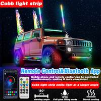 RGB 2FT 3FT 60cm Hyper COB LED Fat Whip Light Mining Buggi Spiral 0.8inch Chasing Dancing APP Télécommande pour Atv Utv Truck