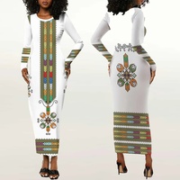 Vestido cultural etíope de manga larga al por mayor de fábrica, vestido Habesha, vestido Rasta para mujer