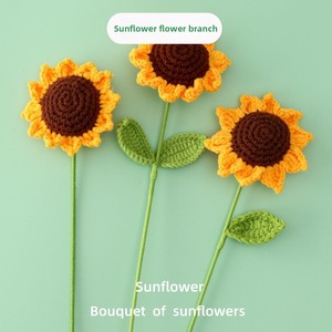 Tournesol tige unique Crochet <span class=keywords><strong>Bouquet</strong></span> 5 plis fil tricoté pour la journée des enseignants maternelle Graduation <span class=keywords><strong>fleurs</strong></span> décoratives plantes - Product Image 1