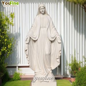 Estatuas de la Virgen María en Piedra de Mármol Blanco para Iglesias Católicas - Product Image 6