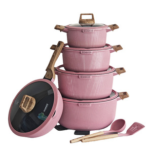 Set <span class=keywords><strong>di</strong></span> Pentole Antiaderenti in Alluminio Pressofuso Stile Americano <span class=keywords><strong>di</strong></span> Lusso, 15 Pezzi, per Induzione, Wok, Disponibile per Dropshipping - Product Image 1