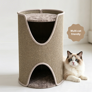 Cama cueva cerrada tipo árbol de sisal multinivel personalizada al por mayor para gatos, ideal para hogares con varios gatos - Product Image 1