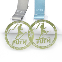 Médaille en acrylique transparente vierge pour sublimation, médaillon en plastique pas cher, médaille personnalisée avec logo pour course, récompense en acrylique
