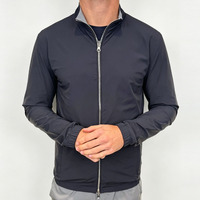 Veste technique noire pour homme, coupe-vent imperméable à col montant, personnalisable avec logo, vente en gros OEM en vrac