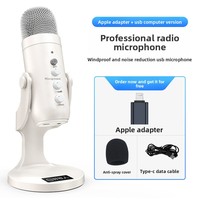 Micrófono de Escritorio K66 Blanco, Condensador Cardioide para Transmisión en Vivo, Equipo de Grabación para Streamers