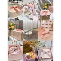 Boîte cadeau carrée pour la Saint-Valentin avec double porte en papier kraft rose, emballage pour dragées de mariage, bonbons, chocolats, cosmétiques et soins de la peau