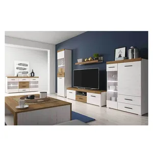 Living Room Furniture Set Unità di Visualizzazione Armadio Scaffali Effetto Legno Tv PORTA TV In Vetro Moderna In Legno 3 millimetri MDF Regolabile (altezza)