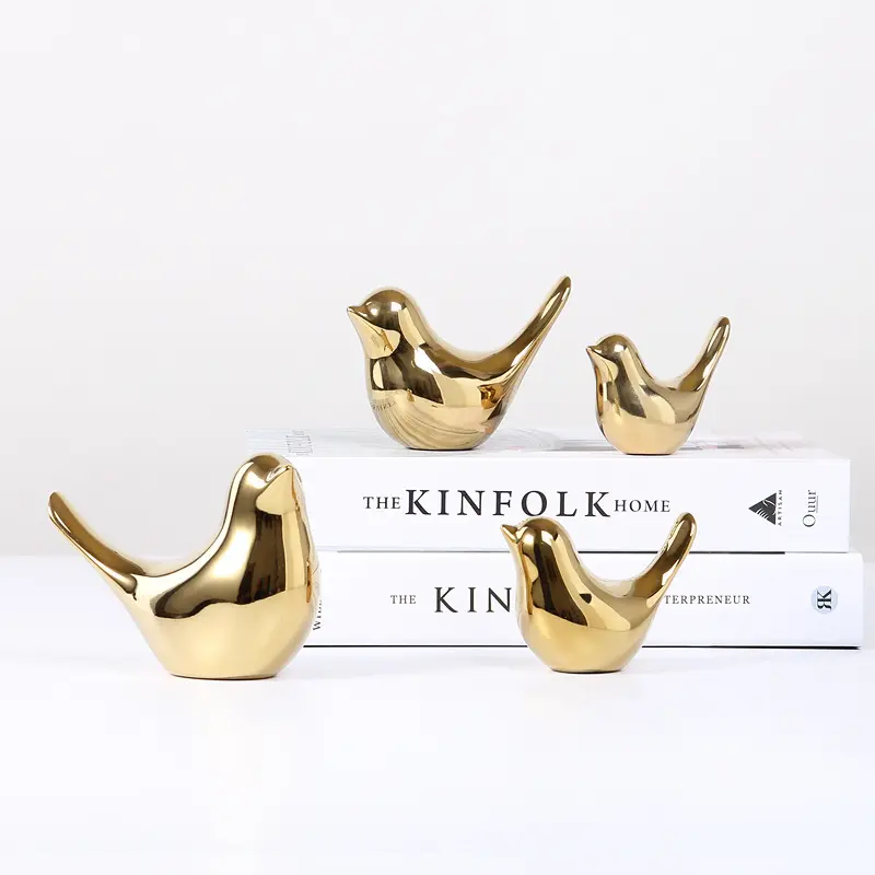Resina personalizada Home Decor Estilo Moderno Ouro Ornamentos Decorativos Pequeno Animal pássaro Estátuas para Office Desktop decoração de casa