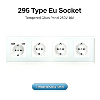 Prise murale UBARO 4 gangues EU avec 2 ports USB 16A 250V, panneau en verre trempé blanc, prise électrique murale 295mm