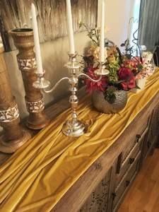 Taplak Meja Pernikahan Mewah Pedesaan Emas, Dekorasi Meja Makan Malam Beludru, Taplak Meja Kualitas Tinggi - Product Image 2