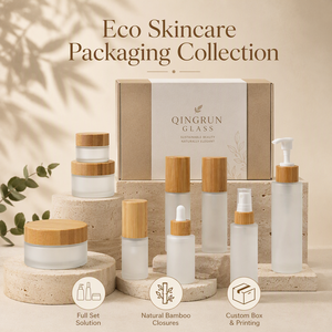 Barattoli in Vetro con Coperchio in Bambù Ecologico e Contagocce - Flacone Cosmetico Sostenibile Satinato per Oli Essenziali - 30ml 50ml 100ml - Product Image 1