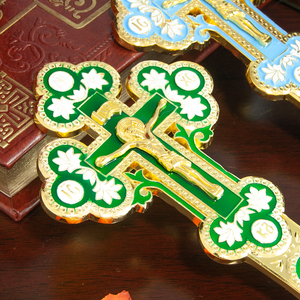 HT ortodoks kilisesi çapraz altın kaplama renkli emaye İsa simge çapraz INRI el haç tek yüz İsa din hediye - Product Image 3