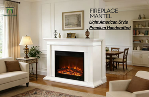 Cheminée en <span class=keywords><strong>bois</strong></span> blanc Hampton moderne, style américain, avec manteau de cheminée autoportant pour <span class=keywords><strong>insert</strong></span> de cheminée électrique - Product Image 3