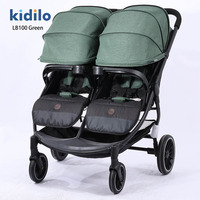 Poussette Double Multifonctionnelle pour Jumeaux avec Nacelle Relevée et Siège Inclinable pour Nouveau-nés et Enfants