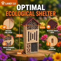 Nichoir vertical en bois pour insectes, boîte à abeilles suspendue, hôtel à abeilles en bois naturel pour la décoration de jardin et l'habitat de la faune.