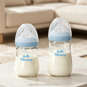 Bouteille en <span class=keywords><strong>verre</strong></span> pour bébé de qualité supérieure personnalisée, sans BPA, en <span class=keywords><strong>verre</strong></span> borosilicate haute résistance, <span class=keywords><strong>biberon</strong></span> <span class=keywords><strong>anti</strong></span>-<span class=keywords><strong>colique</strong></span> pour nouveau-nés de 0 à 12 mois - Product Image 1