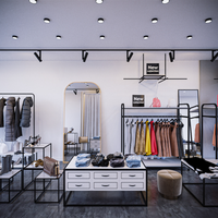 Comptoir de Vêtements en Bois Chic Personnalisé, Mobilier de Magasin pour Boutiques de Vêtements, Présentoir en Marbre, Solution Complète