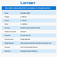Fuente de Alimentación CC Loitest de 8 Canales de Salida Independientes Aislados, 80V 15A 200W, Baja Ondulación Variable para Pruebas de Inversores Solares