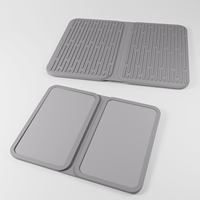 Tapis de séchage pliable antidérapant Feepop en pierre, motif ondulé fabriqué à la machine, design classique, pour comptoir de cuisine, en terre de diatomée, absorbant l'eau