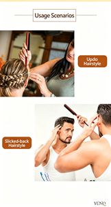 Teasing Boar Bristle Edge Hair <b>Brush</b> for Women - Teasing Comb with Rat Tail Pick for Hair Sectioning Used for Edge Control, <b>Back</b> - Product Image 6
