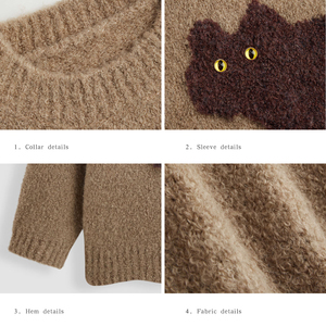 Suéter de punto jacquard de oveja personalizado al por mayor para mujer, de manga larga, cuello redondo, a la moda - Product Image 6
