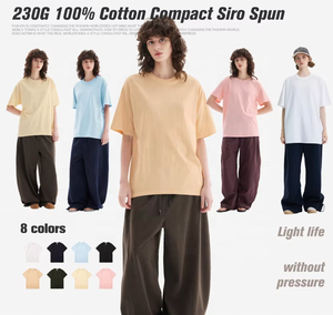 Camiseta Personalizada de 230 g/m², 100 % Algodón Compacto Siro Spun, Lisa, Unisex, Casual, al por Mayor - Product Image 4