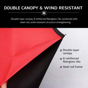 Parapluies inversés à double couche, pliables, coupe-vent, à double auvent, avec poignée en caoutchouc en forme de J, ouverture manuelle, 190T - Product Image 3