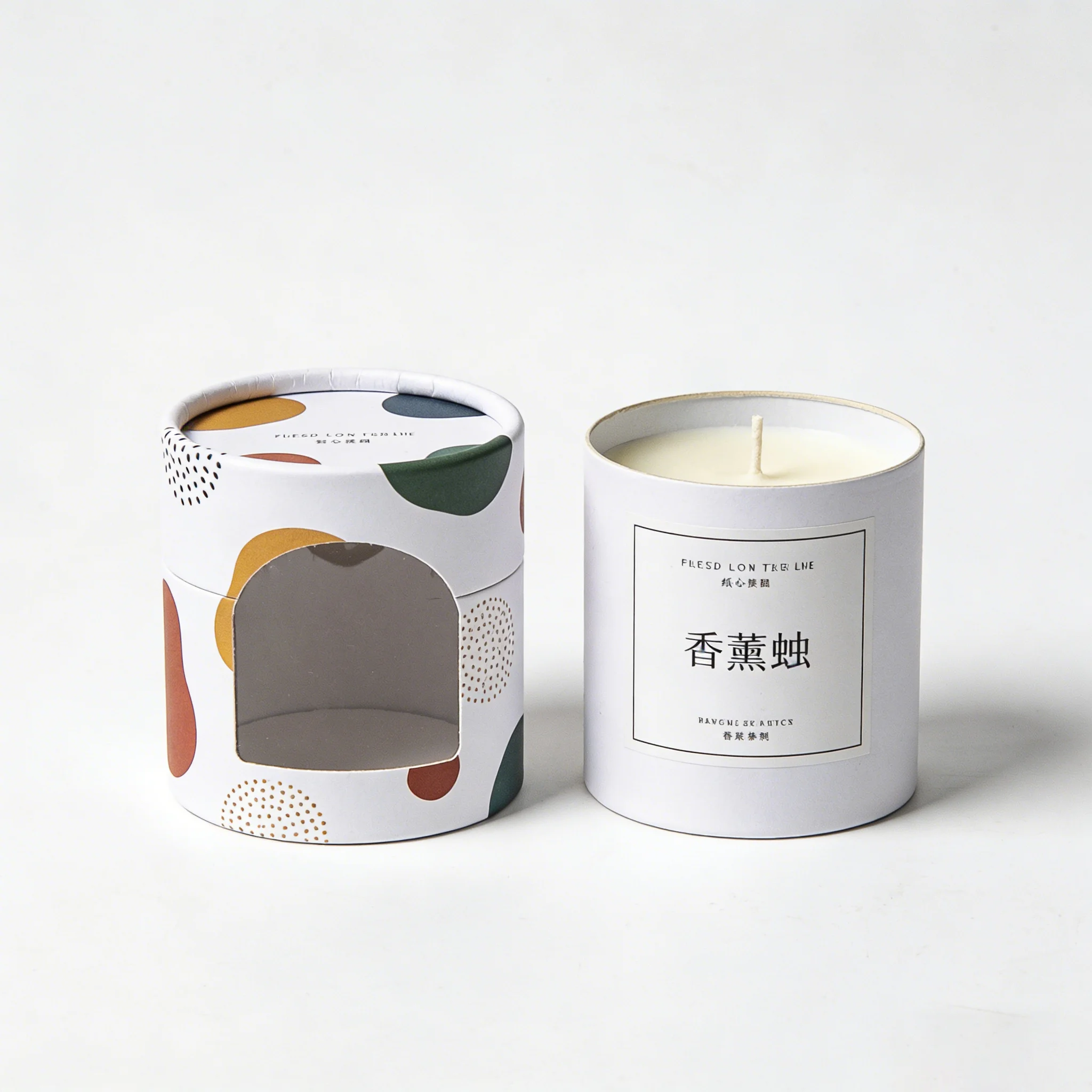 Printed Luxury Craft Kraft Cardboard Tube Gift Scarves Box Cylinder Packaging Tea Coffee Candle Paper Tube with Window