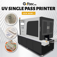 Imprimante jet d'encre UV Giftec à passage unique CMYKW pour la production en ligne de boîtes métalliques, stylos, bouchons de bouteilles et cartes