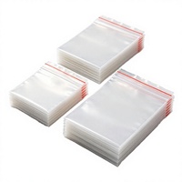 Sacs refermables étanches en LDPE transparent de 80m/120m avec bordure rouge/blanche pour bijoux, boucles d'oreilles, bagues, montres et petites pièces