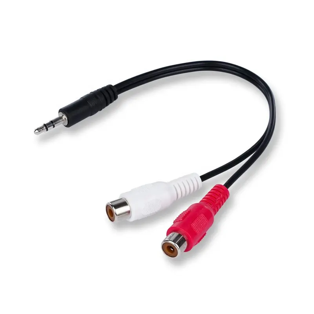 3 pole 3.5mm Stereo Jack to 2 RCA Female Aux Audio splitter cable
