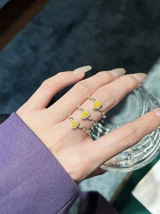 Xinfly Fine Jewelry Water <b>Drop</b> Shape Fancy Yellow Diamond 18K Gold Ring Customized Wedding Gift - Product Image 2
