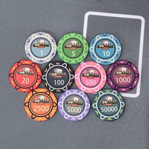 Fiches da Poker in Ceramica di Alta Qualità 39mm 10g con Logo Personalizzato per Giochi d'Azzardo EPT WPT Texas Hold'em - Product Image 1