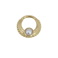 Calendo Vente en gros de pièces détachées en or véritable Clicker sur segment perle d'eau douce Piercing en or massif 14 carats Bague de luxe en or Nose Daith