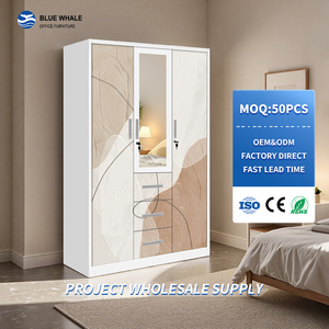 Armario Metálico con Puerta Batiente Espejada, Certificado ISO CE, Fabricación Personalizada, Gabinete de Acero para Grandes Proyectos de Apartamentos - Product Image 1