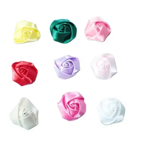 Satin Roulé Ruban Rose Fleurs Cheveux Rosettes Fleur accessoire de cheveux pour femmes