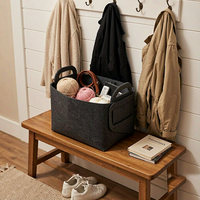 Panier de rangement en feutre fait main pliable avec poignées pour organisateur d'étagère domestique, salon, chambre d'enfant, paniers à linge
