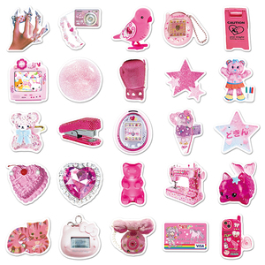 50 cái chất lượng cao phong cách Ins tự dính không thấm nước sinh thái thân thiện màu hồng Y2K sticker cho tủ lạnh máy tính để bàn tủ lạnh trang trí Sticker - Product Image 4