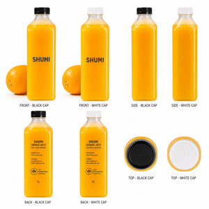 Bottiglia Quadrata Biodegradabile in PLA da 1L per Bevande, Tè, Acqua Minerale, Succhi, Champagne, Caffè con Tappo Nero o Bianco - Product Image 5