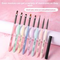 Peach Yan – Lot de 8 stylos à ongles en acrylique, pointe triangulaire et carrée, en nylon doux anti-chute, pour motifs floraux, stylo de manucure gel pour débutants