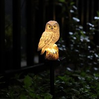 Lampe solaire LED d'extérieur en forme de hibou, étanche IP65, 6V DC, en plastique, CRI80, détachable, à 360°, pour décoration de jardin et allée