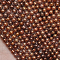 Perles teintées brun café de 4-5 mm, colliers semi-finis en perles naturelles, perles en vrac en forme de pomme de terre
